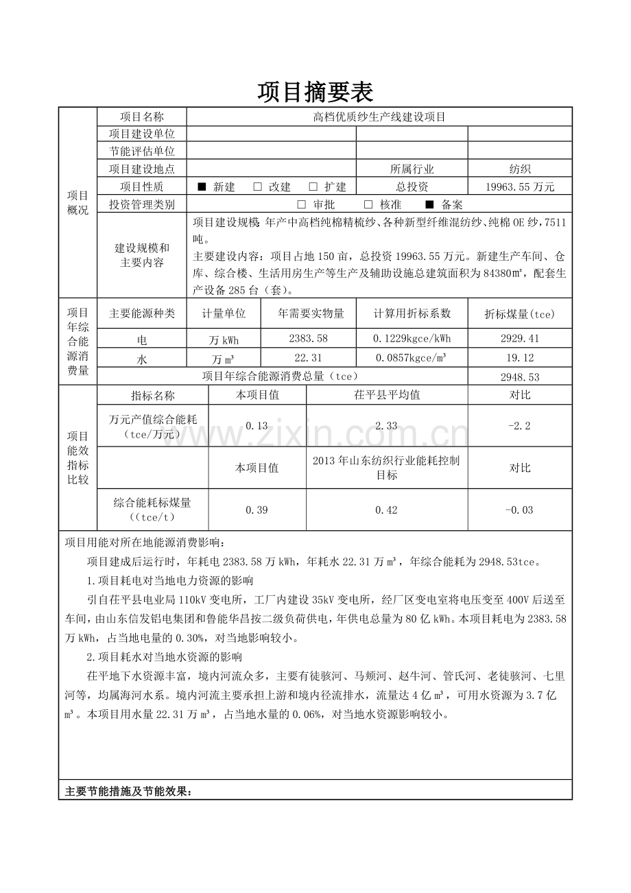 高档优质纱生产线建设项目节能评估报告书.doc_第2页