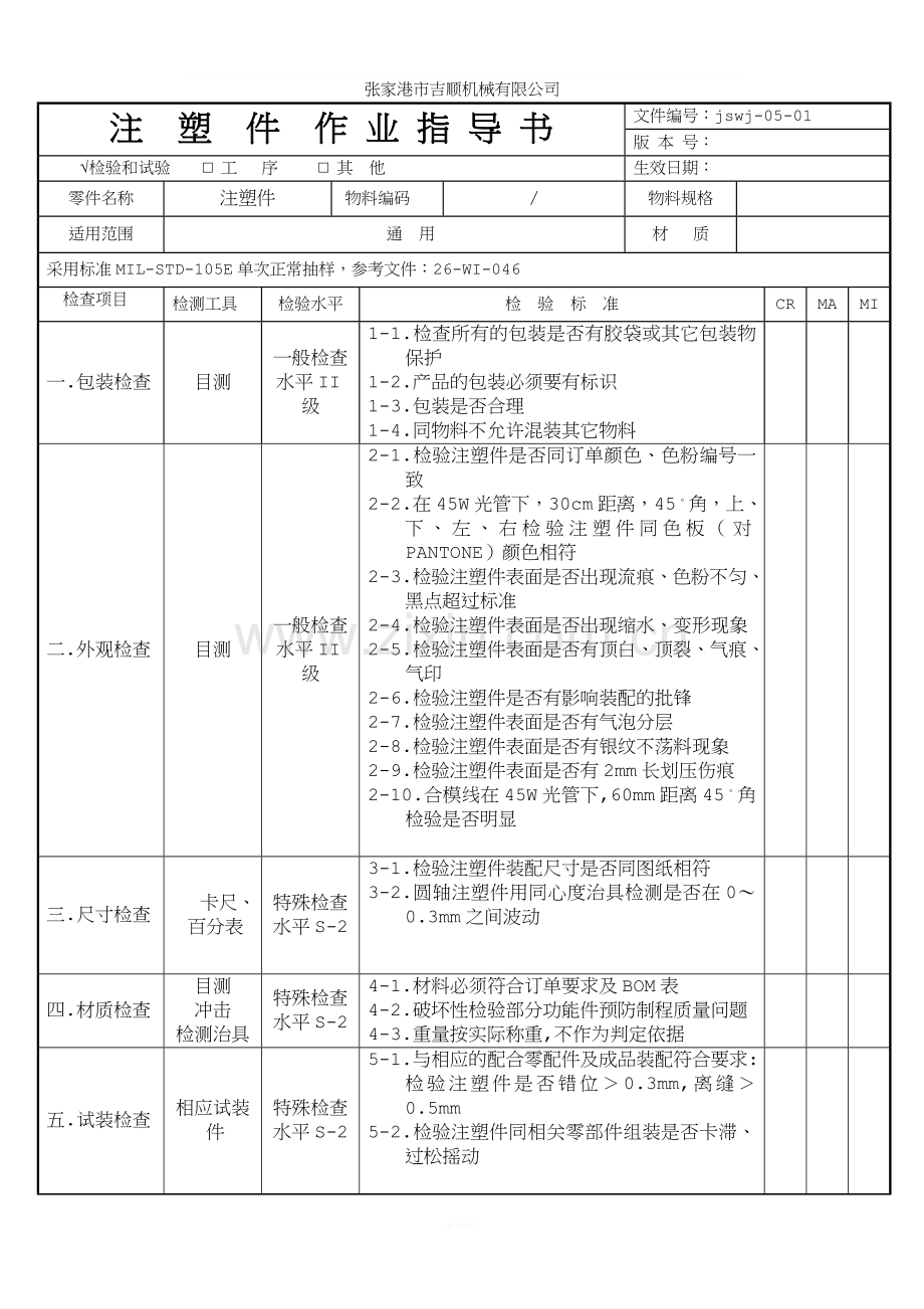 注塑件作业指导书.doc_第1页