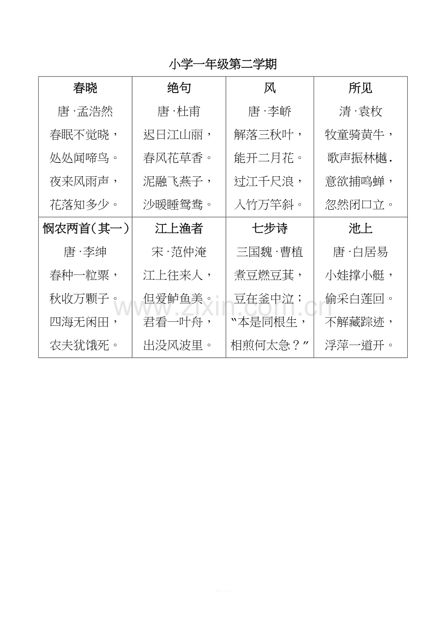 沪教版小学1-5年级语文教材古诗汇总.doc_第2页