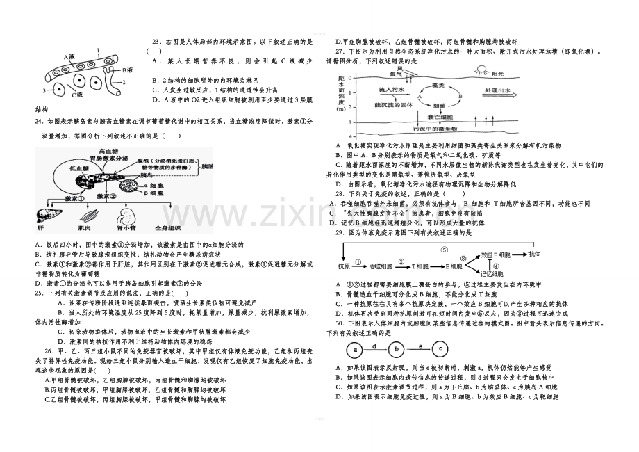 高中生物必修三综合检测试题.doc_第3页