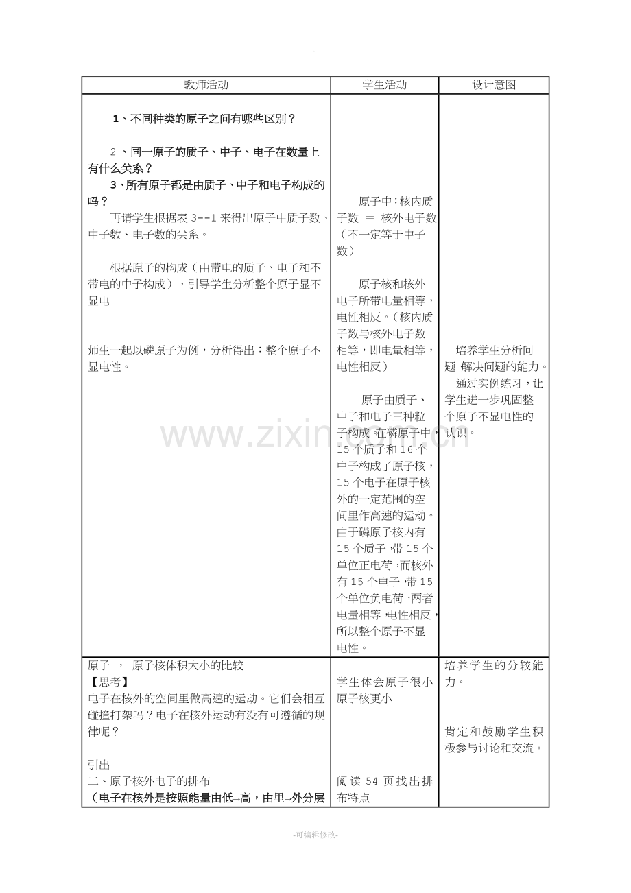 原子的结构教学设计及课后教学反思.doc_第3页