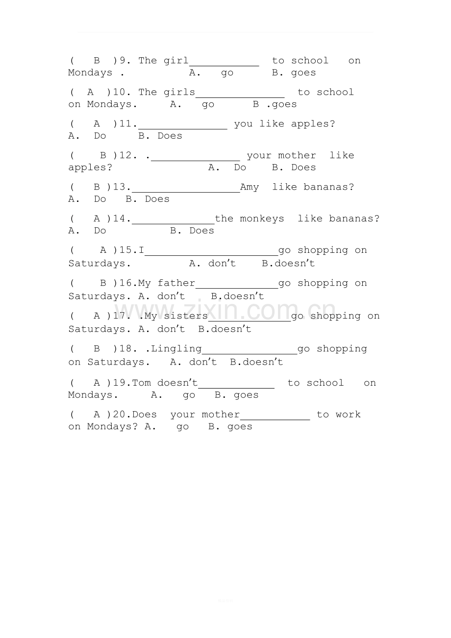 动词原形与单三形式练习题.doc_第3页