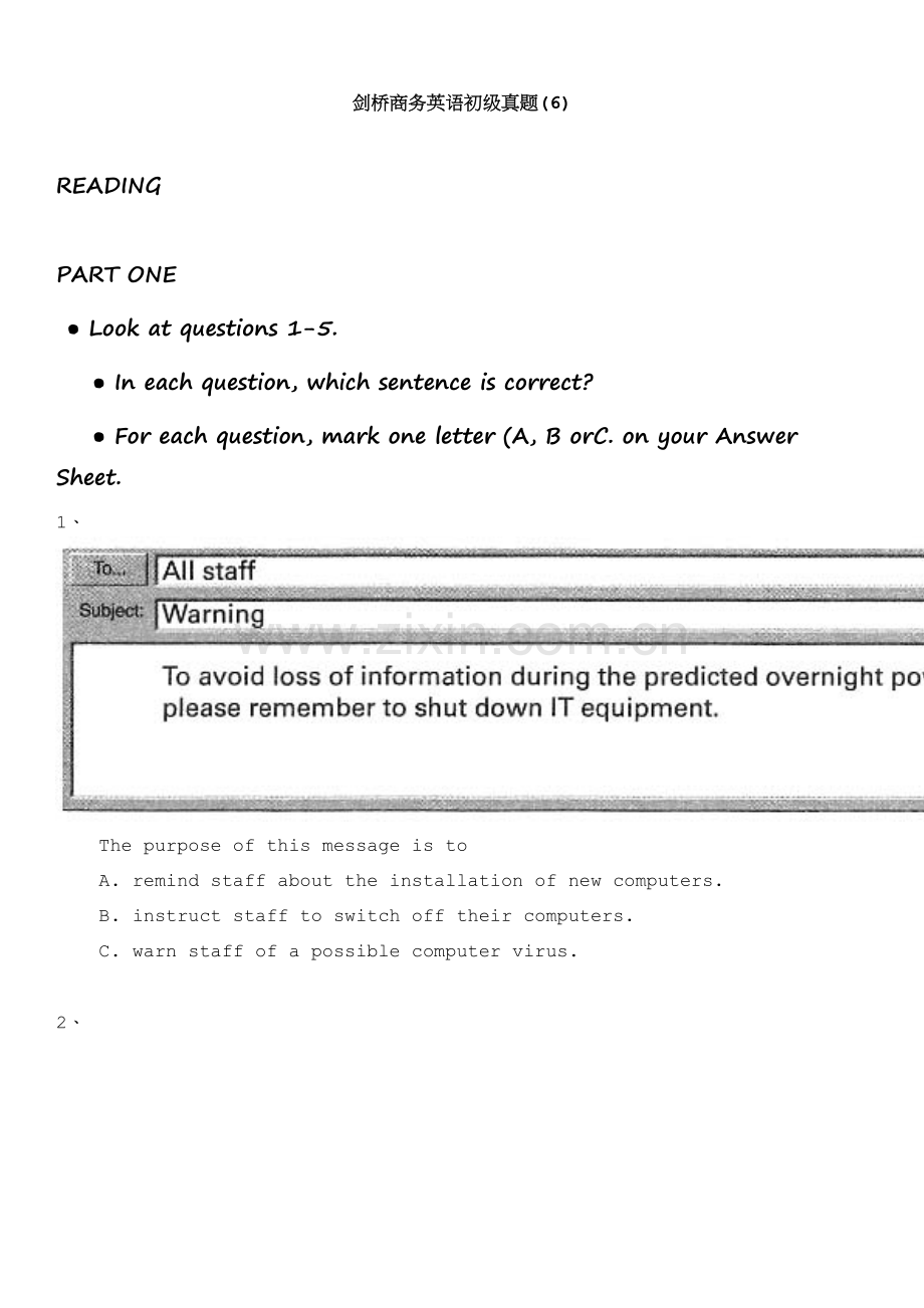 -剑桥商务英语初级真题(6).doc_第1页