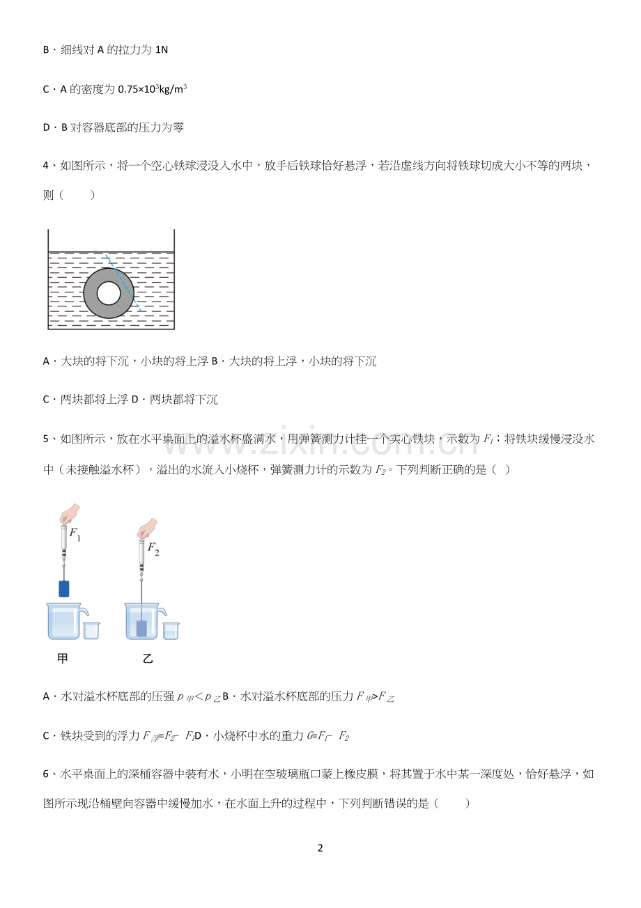 通用版初中物理八年级物理下册第十章浮力基础知识手册.docx_第2页