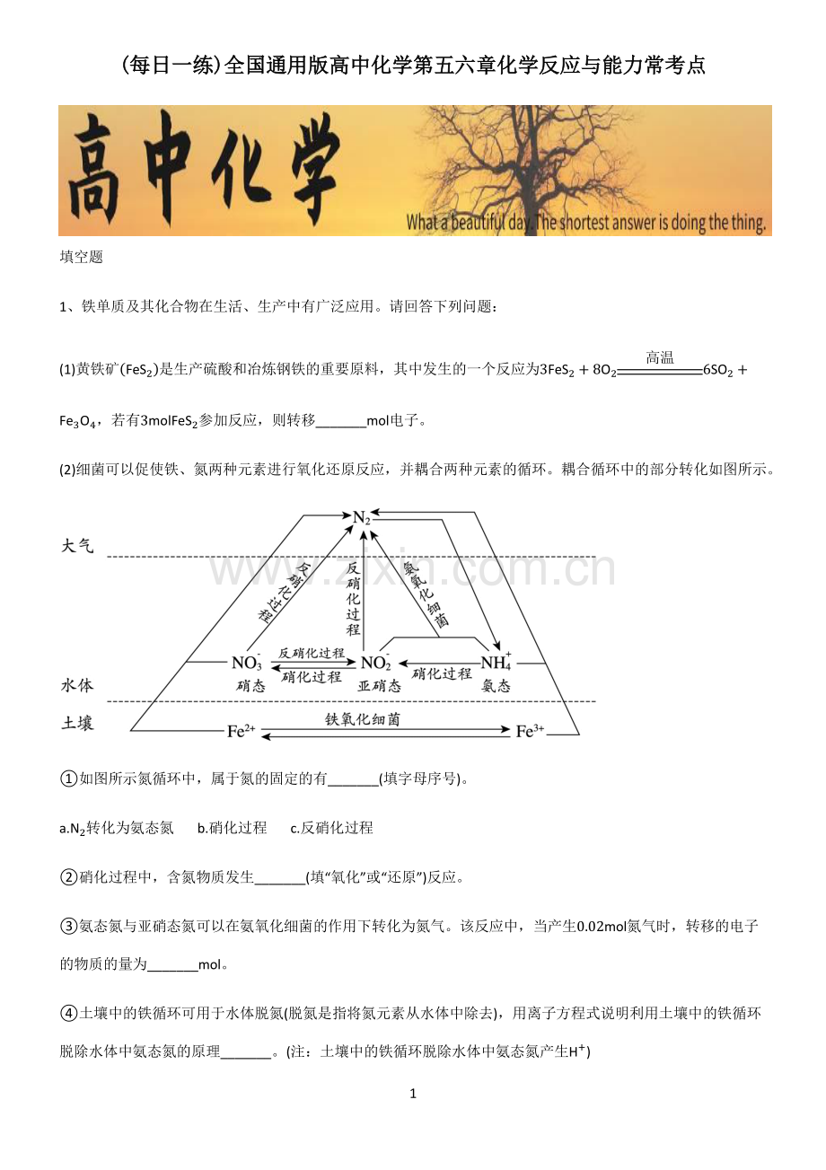 全国通用版高中化学第五六章化学反应与能力常考点.pdf_第1页