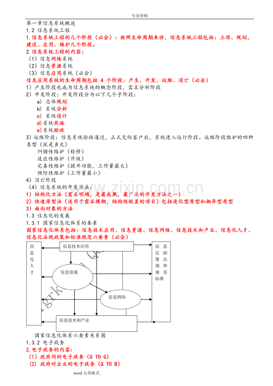 系统集成项目管理工程师重点考点核心资料打印版.doc_第1页