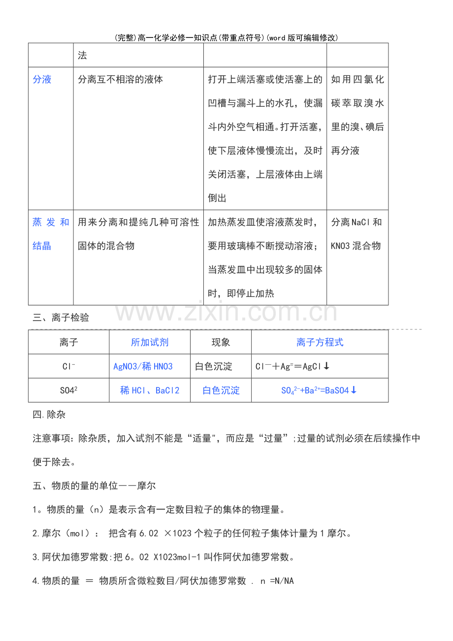 高一化学必修一知识点(带重点符号).pdf_第3页