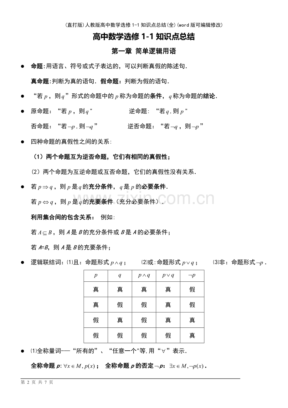 人教版高中数学选修11知识点总结.pdf_第2页