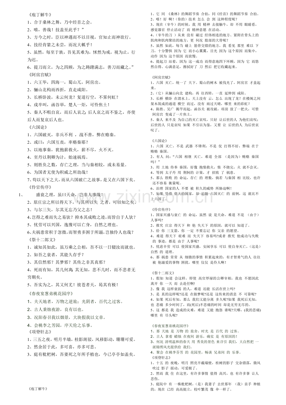 古代诗歌散文选修重点句子翻译.doc_第1页