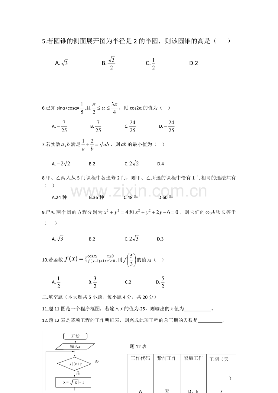 2016江苏对口单招高考试卷数学.doc_第2页