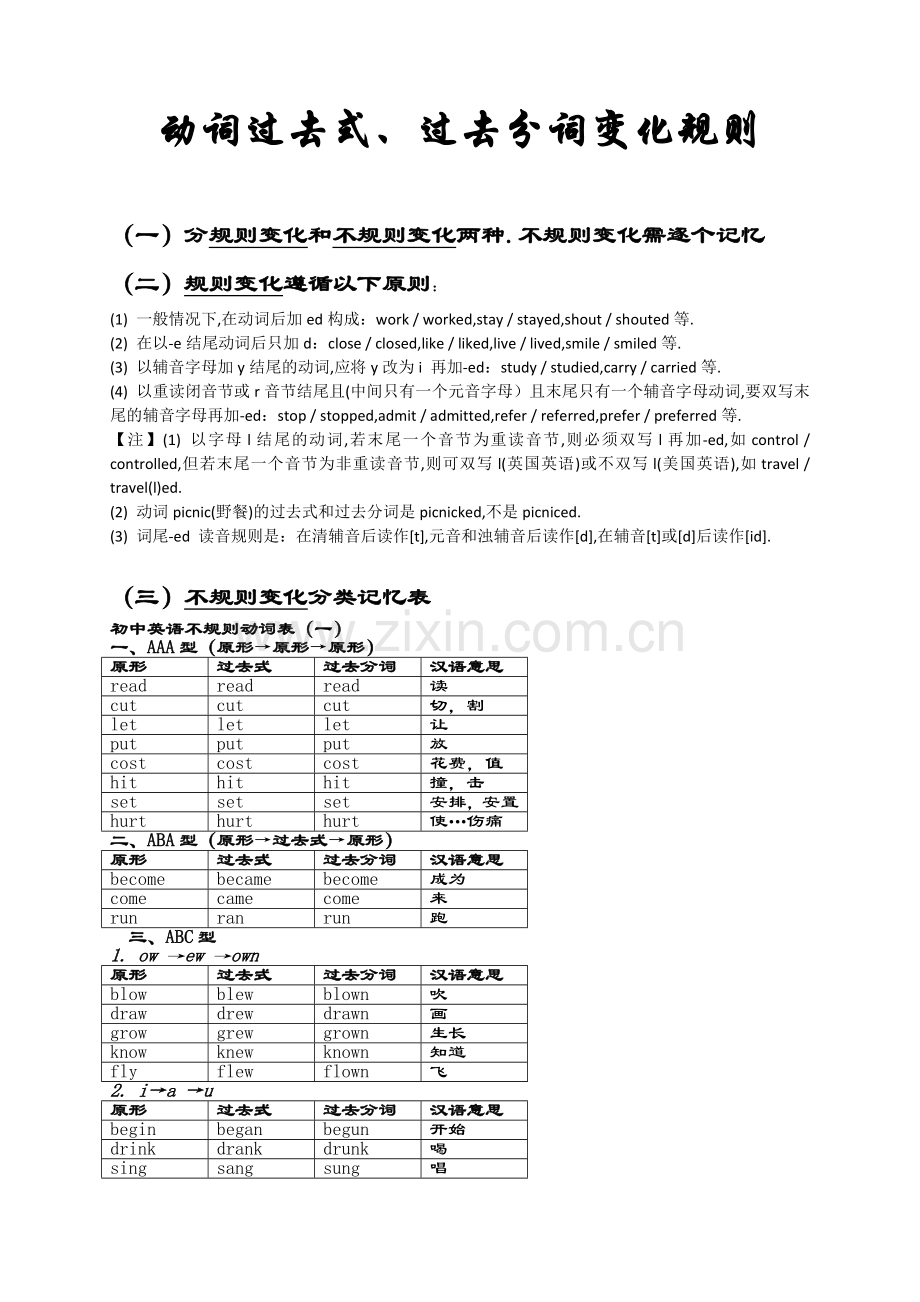 动词过去式过去分词变化规则.doc_第1页