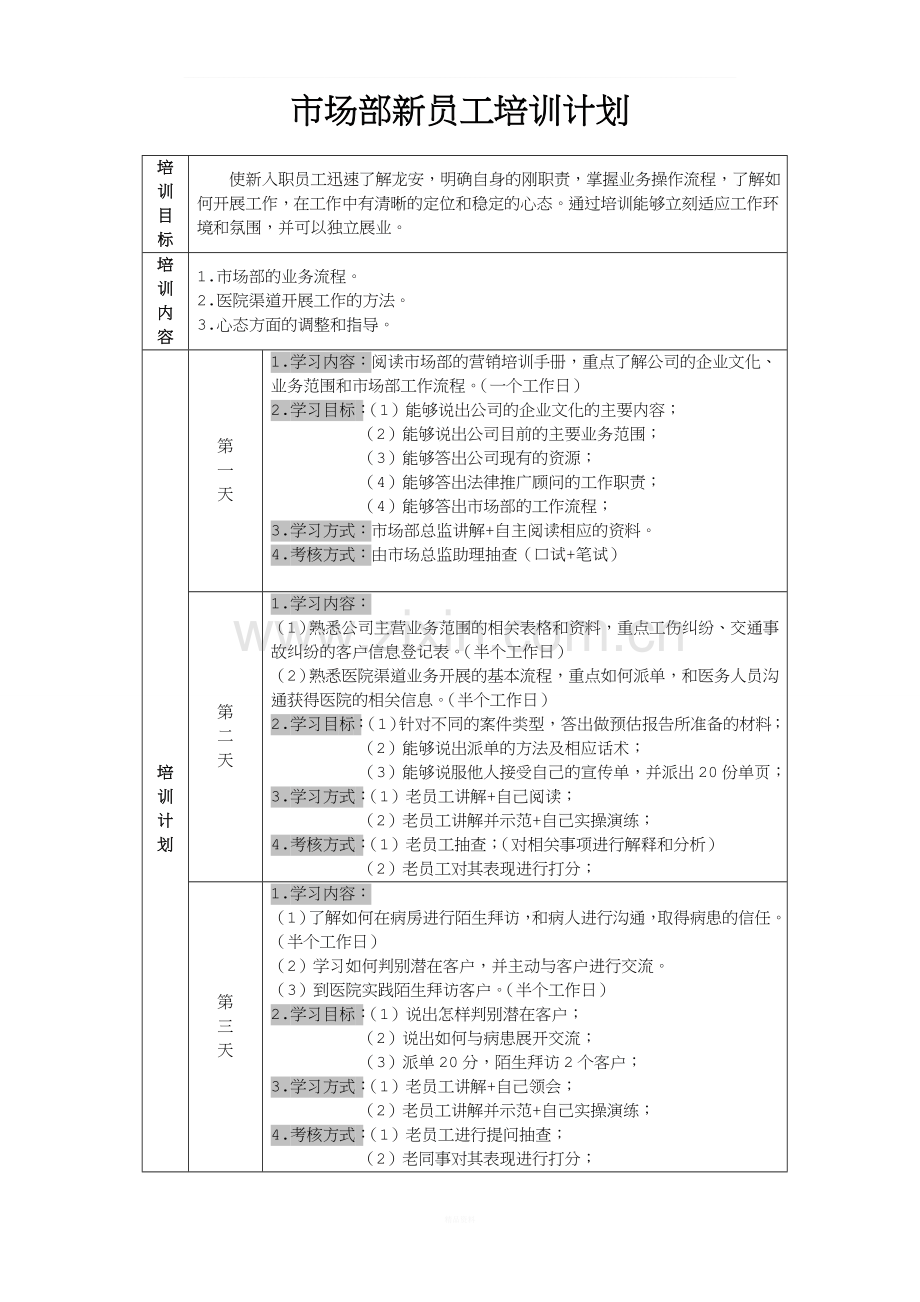 市场部新员工培训计划.doc_第1页