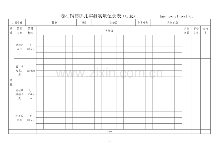 实测实量记录表格式.doc_第1页