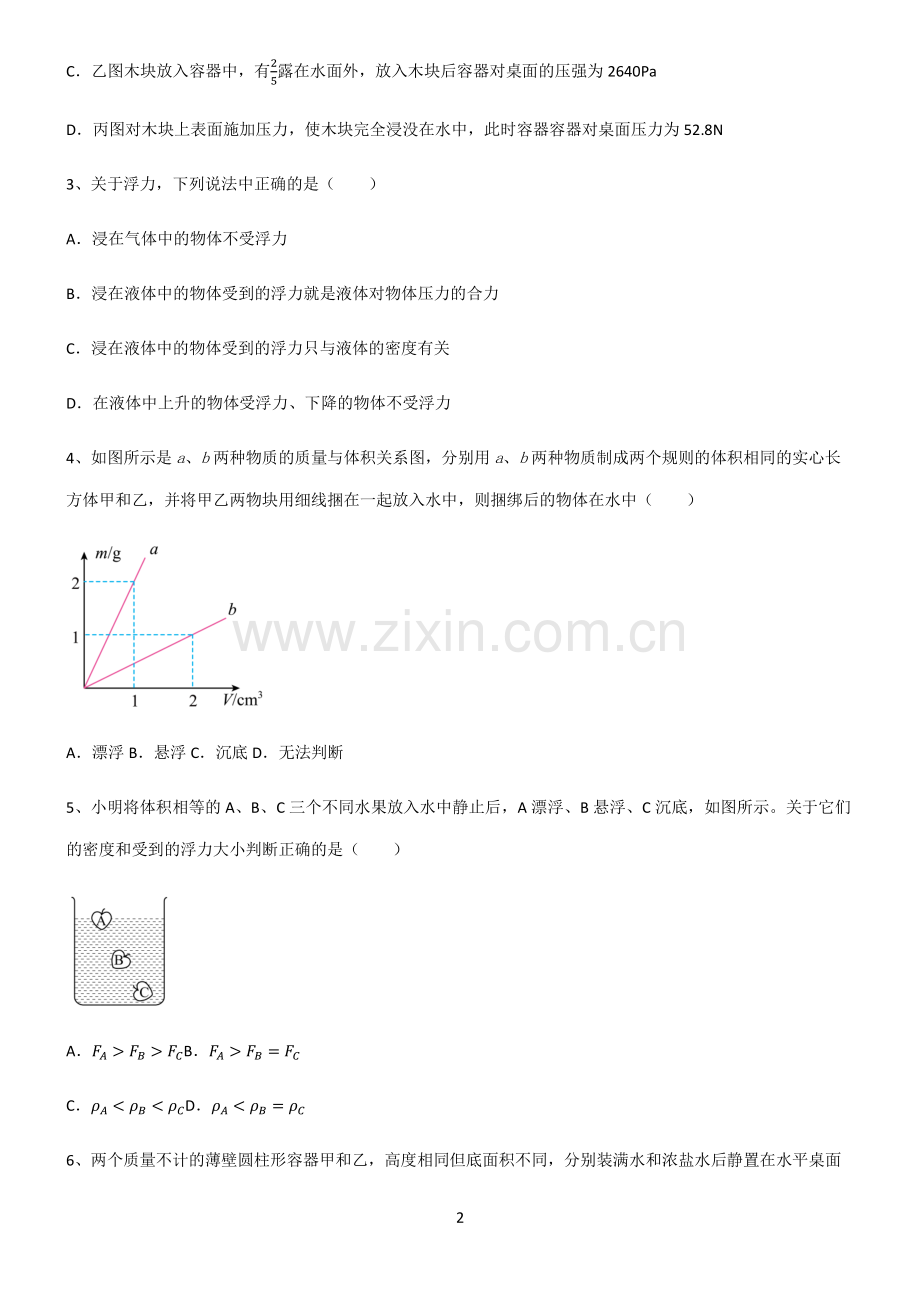 (文末附答案)2022届八年级物理第十章浮力重点知识点大全.pdf_第2页