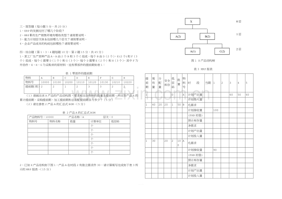 企业资源计划ERP期末考试A卷-(含答案卷).doc_第2页