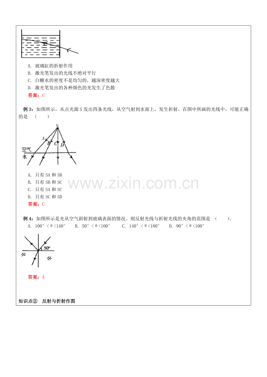 七年级科学下册教师辅导讲义光的折射与反射、折射作图浙教版.doc_第3页