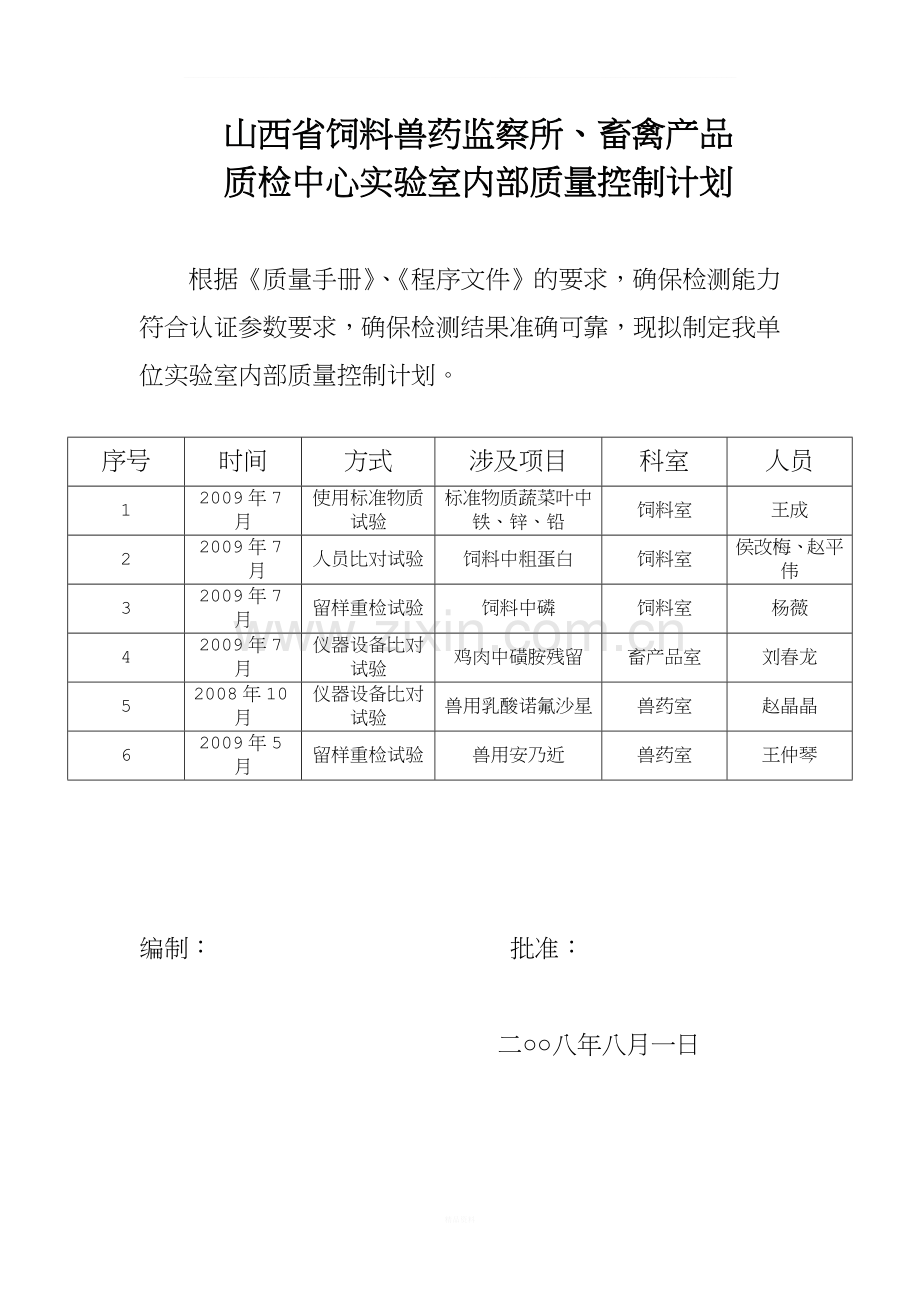 实验室内部质量控制计划.doc_第1页