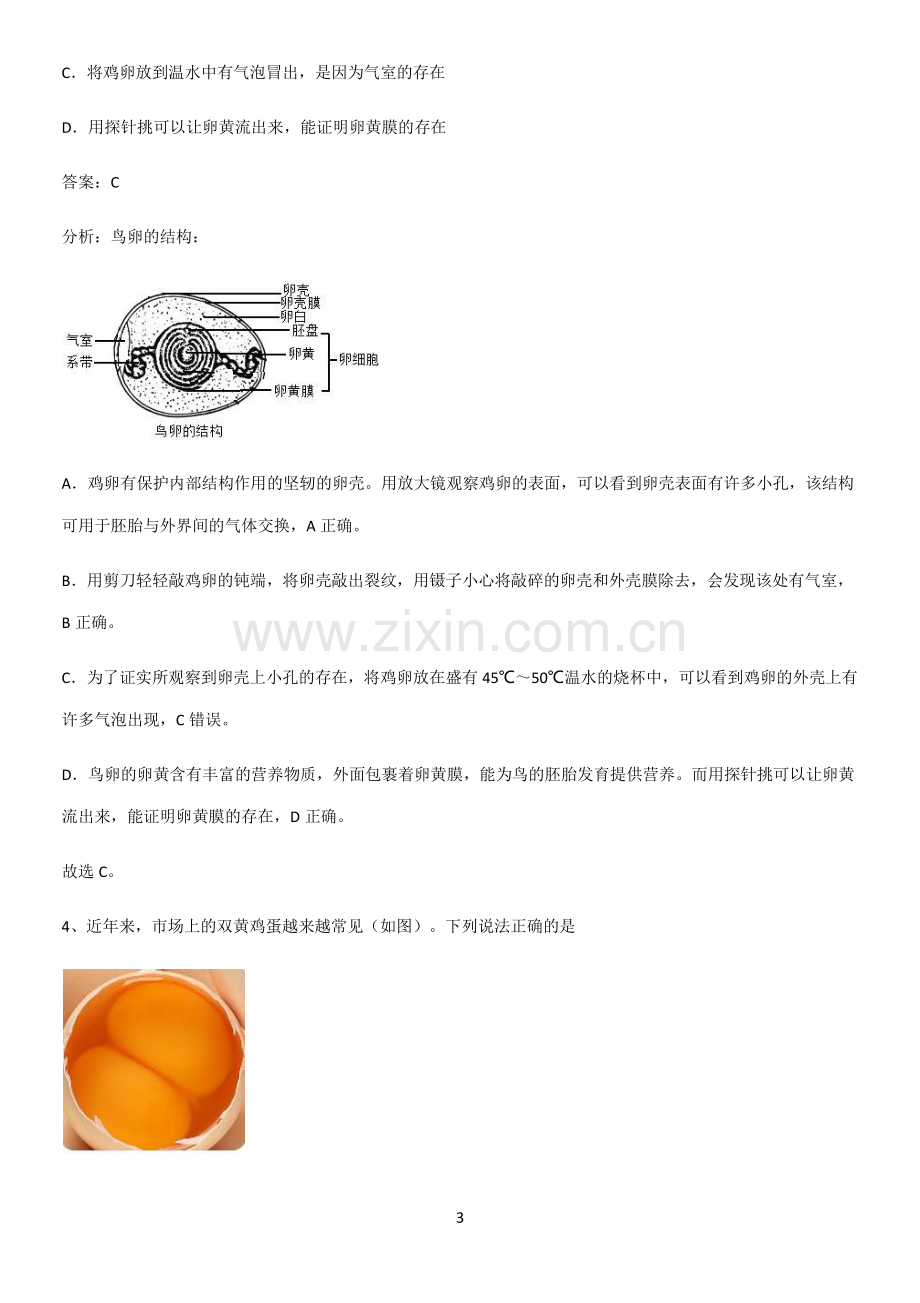 通用版初中生物八年级下册第七单元生物圈中生命的延续和发展知识汇总大全-(2).pdf_第3页