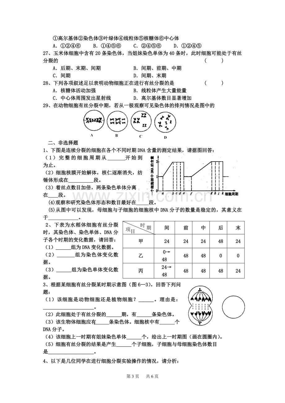 高中生物《细胞的增殖》练习题.doc_第3页