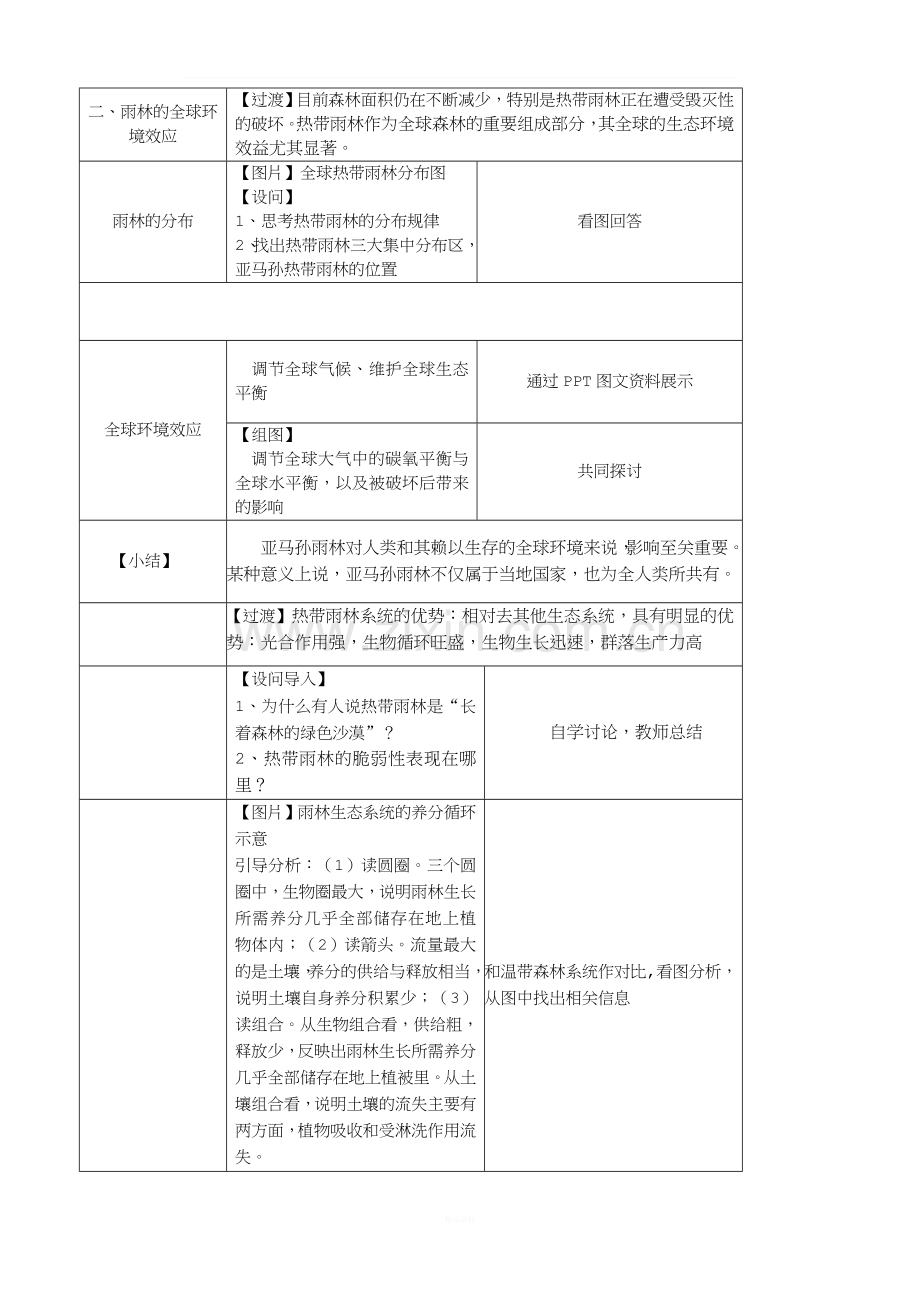 《森林的开发和保护—以亚马孙热带雨林为例》教案.doc_第2页