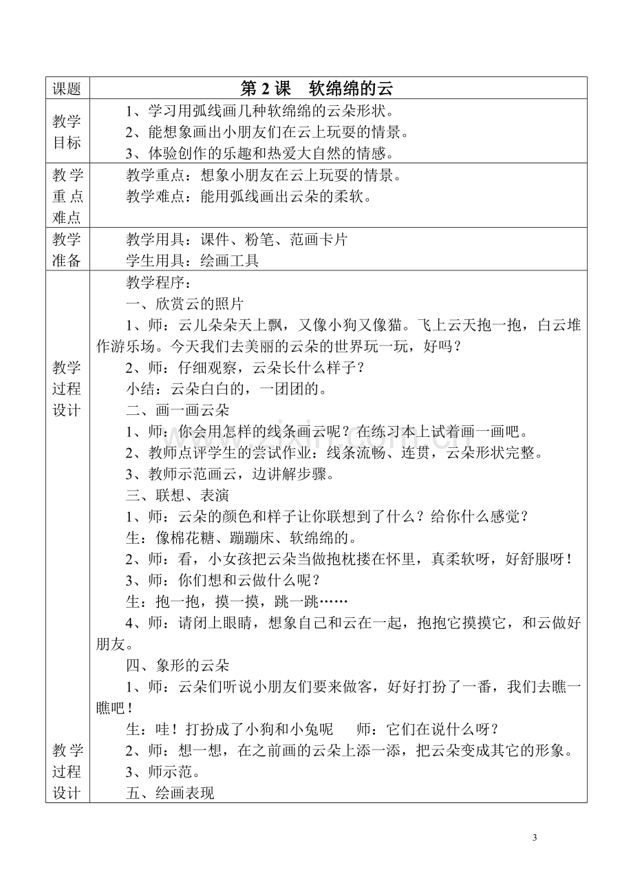 湘江版一年级美术下册教学设计及教学反思.doc_第3页