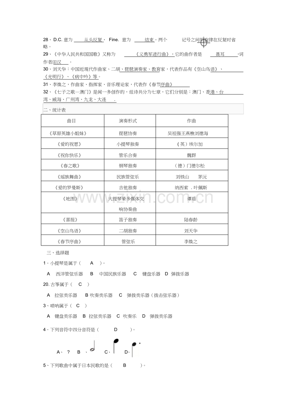 苏教版五年级上册音乐复习资料.doc_第2页