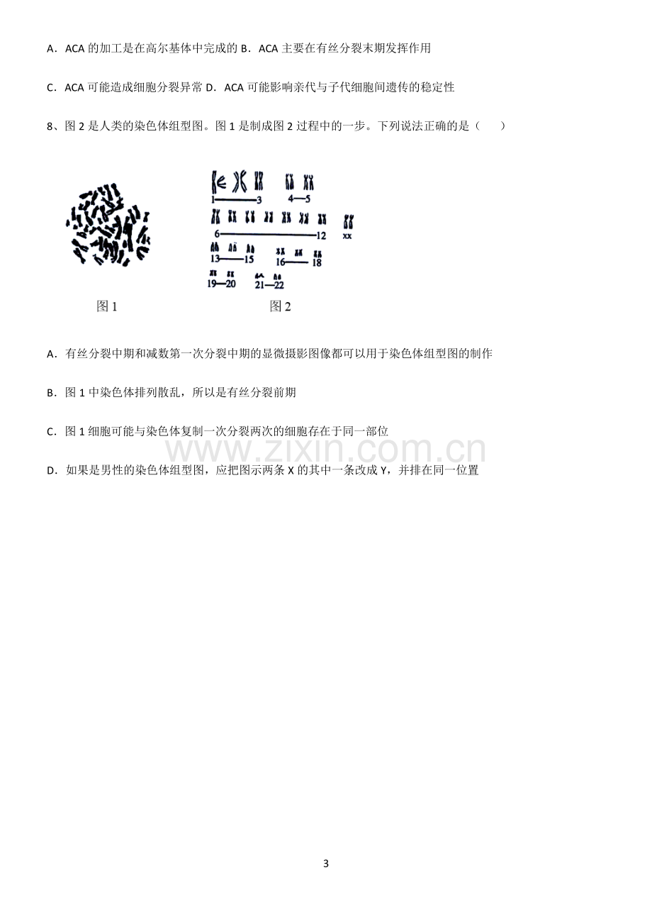 (文末附答案)人教版2022年高中生物细胞的生命历程重点知识归纳.pdf_第3页