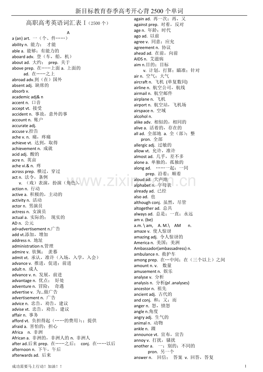 高职高考英语词汇表.doc_第1页