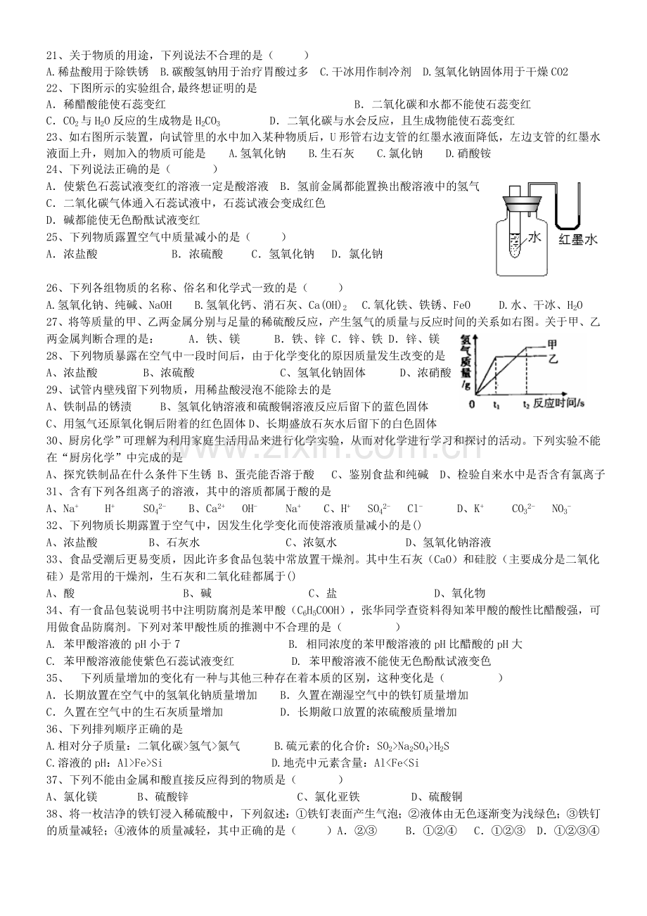 常见的酸和碱练习题(有答案).doc_第2页