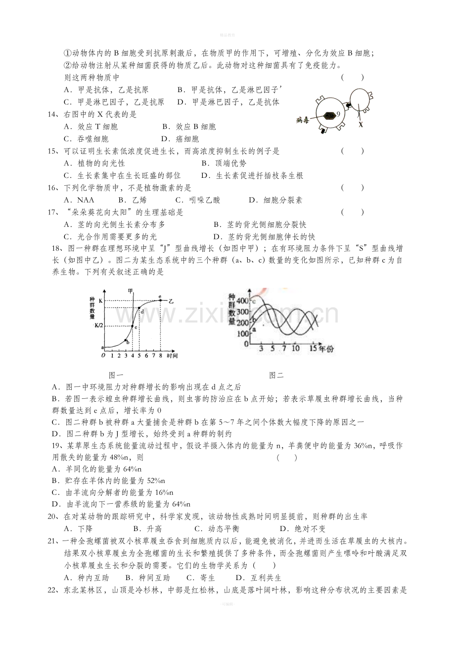 高中生物必修3试题.doc_第2页