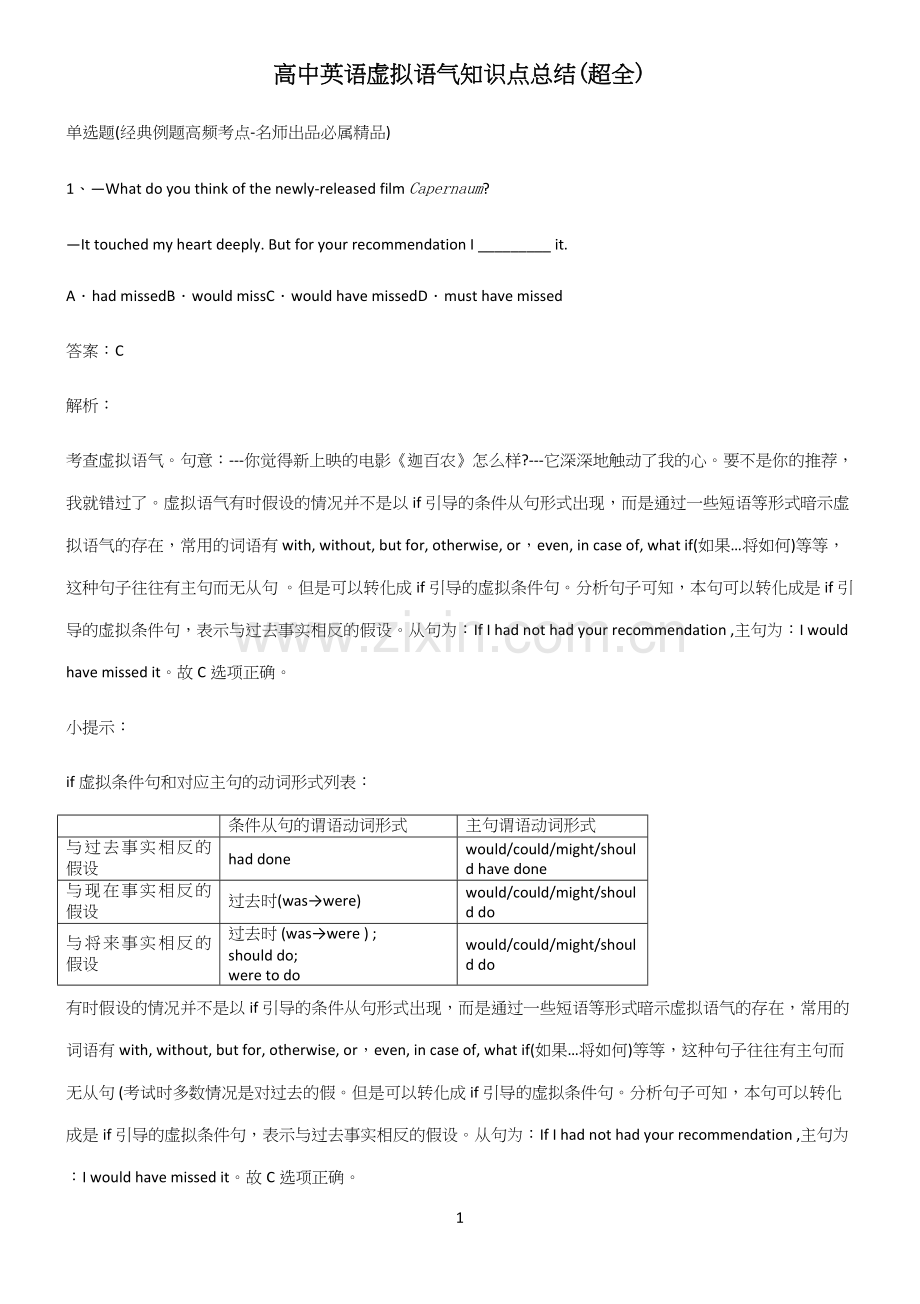 高中英语虚拟语气知识点总结.docx_第1页