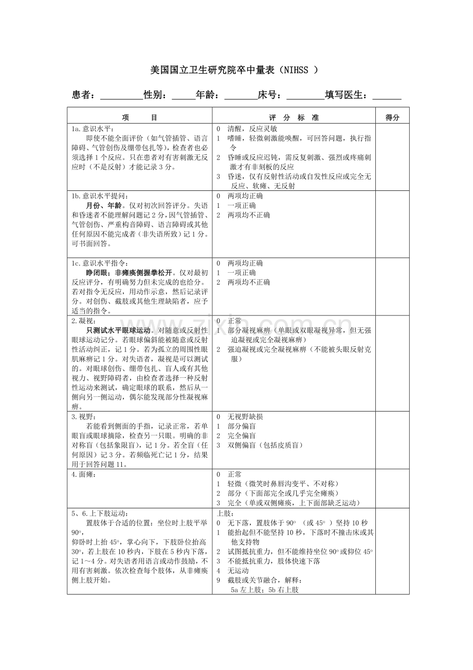 NIHSS-评分量表-使用版.doc_第1页