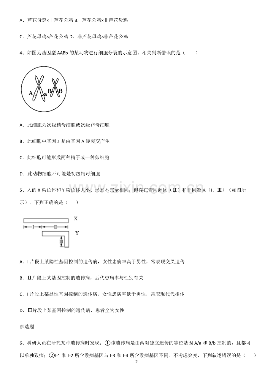 (文末附答案)2022届高中生物基因和染色体的关系知识总结例题.pdf_第2页