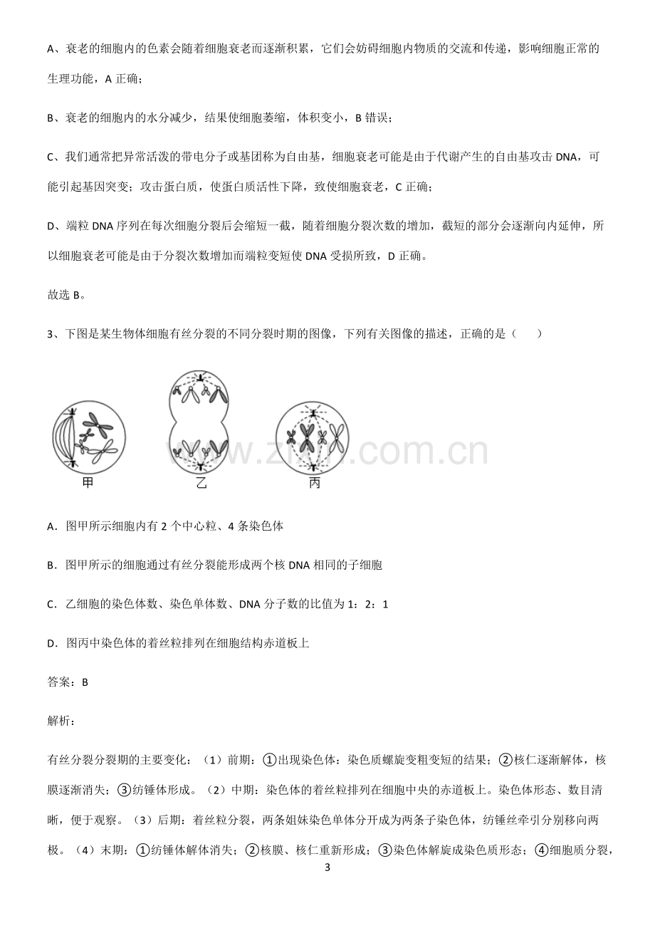 2022届高中生物细胞的生命历程考点突破.pdf_第3页