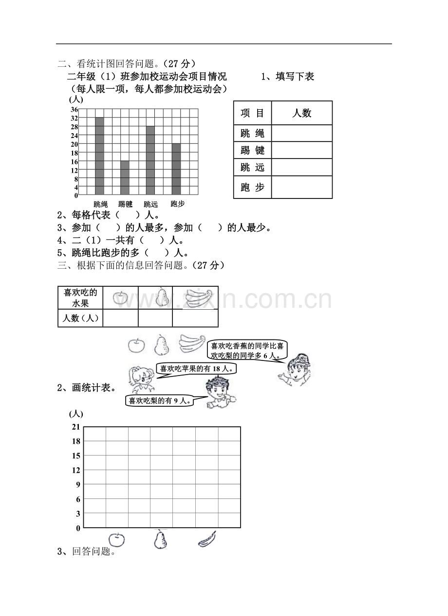 新人教版二年级数学下册《数据收集整理》单元试卷.doc_第2页