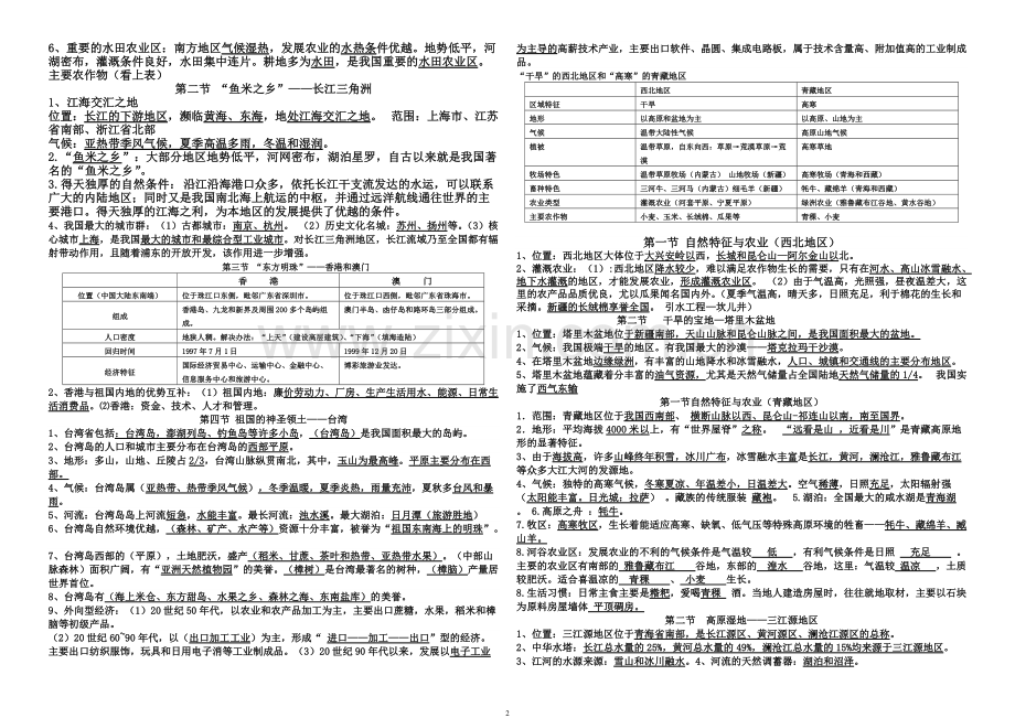 2020年人教版八年级下册地理复习提纲.pdf_第2页