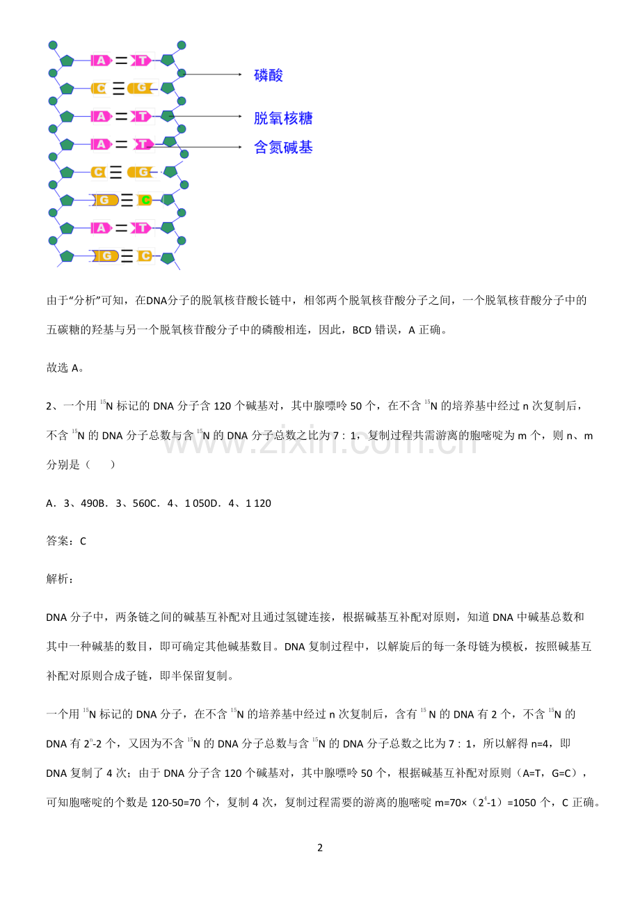 人教版高中生物必修二基因的本质基础知识题库.pdf_第2页