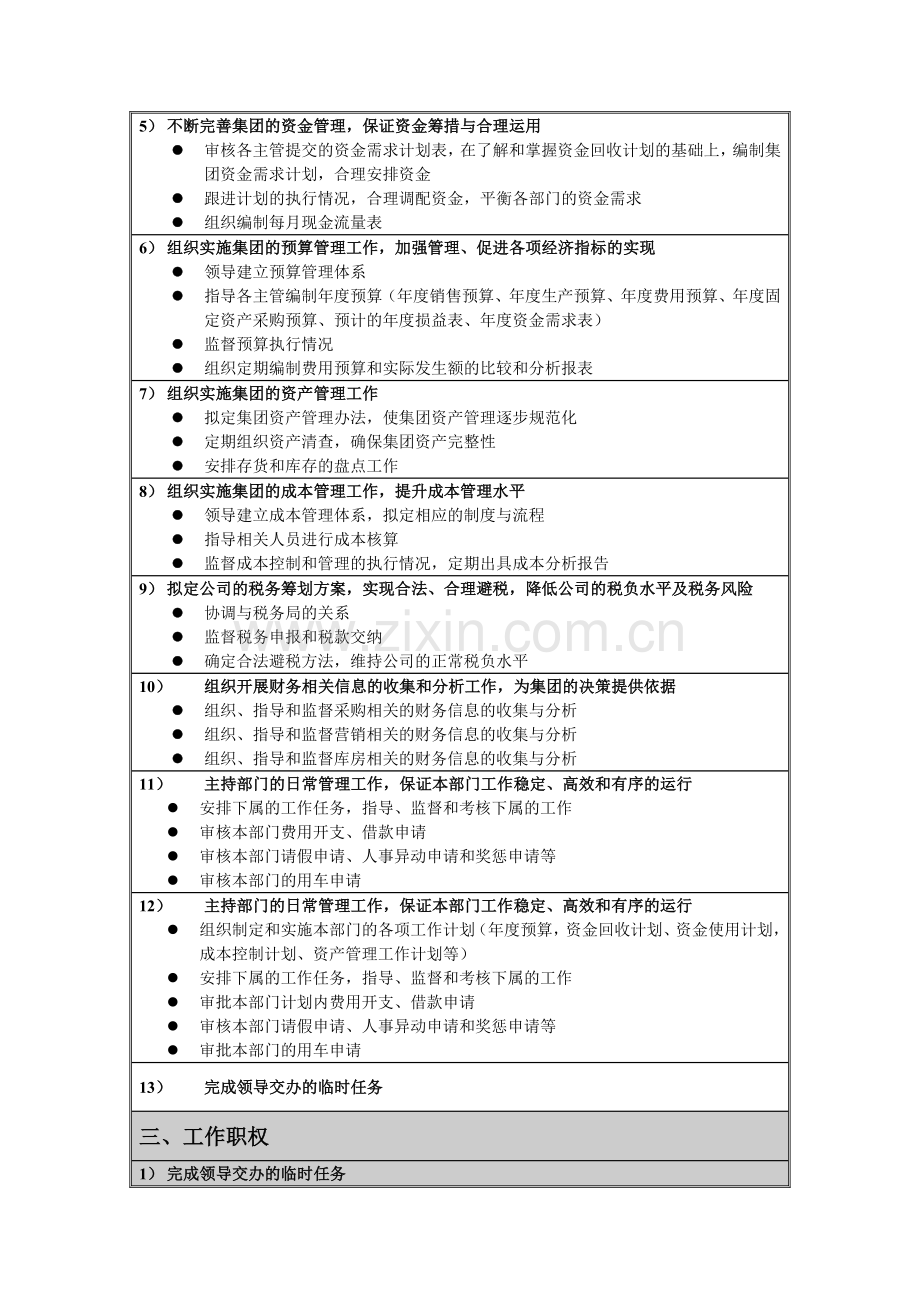 【职位说明】集团总部财务中心财务总监岗位说明书(WORD5页).doc_第2页