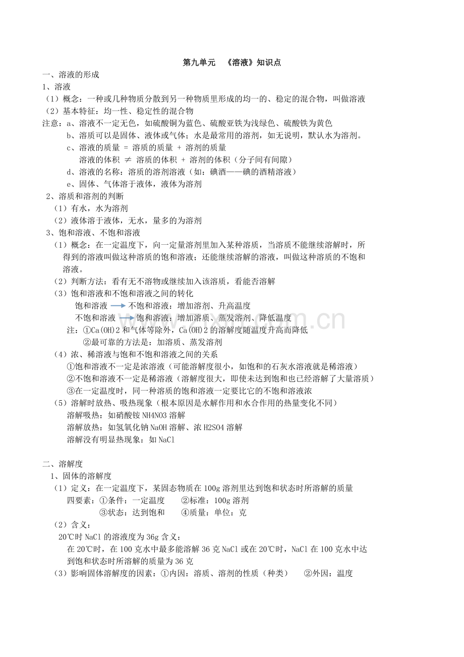 初中九年级化学第九单元知识点总结.doc_第1页