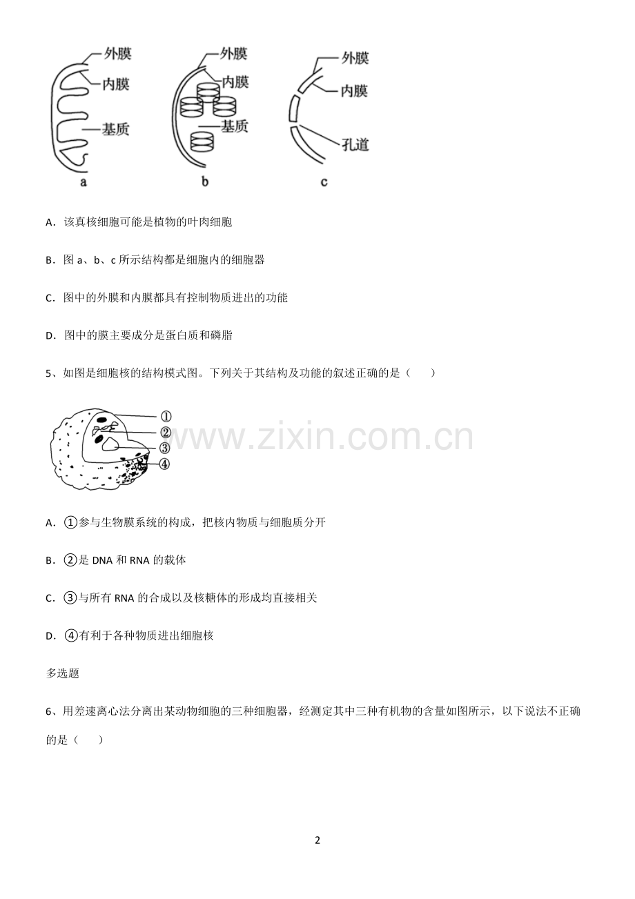 (文末附答案)人教版2022年高中生物第三章细胞的基本构成基础知识手册.pdf_第2页