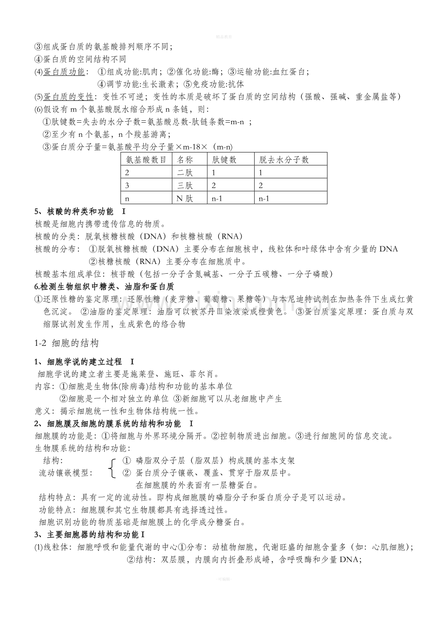 浙教版高中生物必修1知识点.doc_第2页