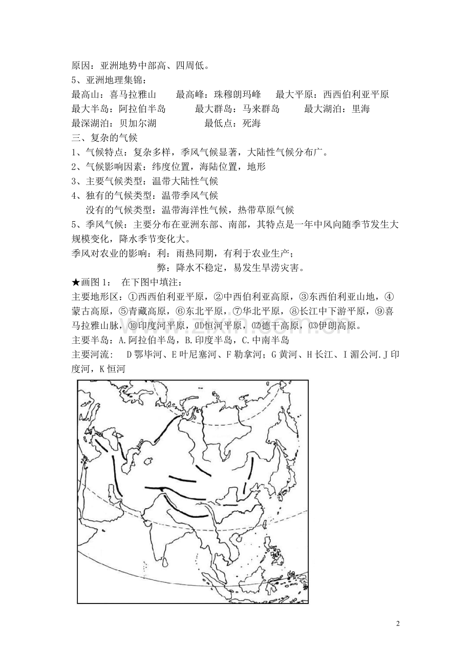 七年级下册地理全册复习提纲.pdf_第2页