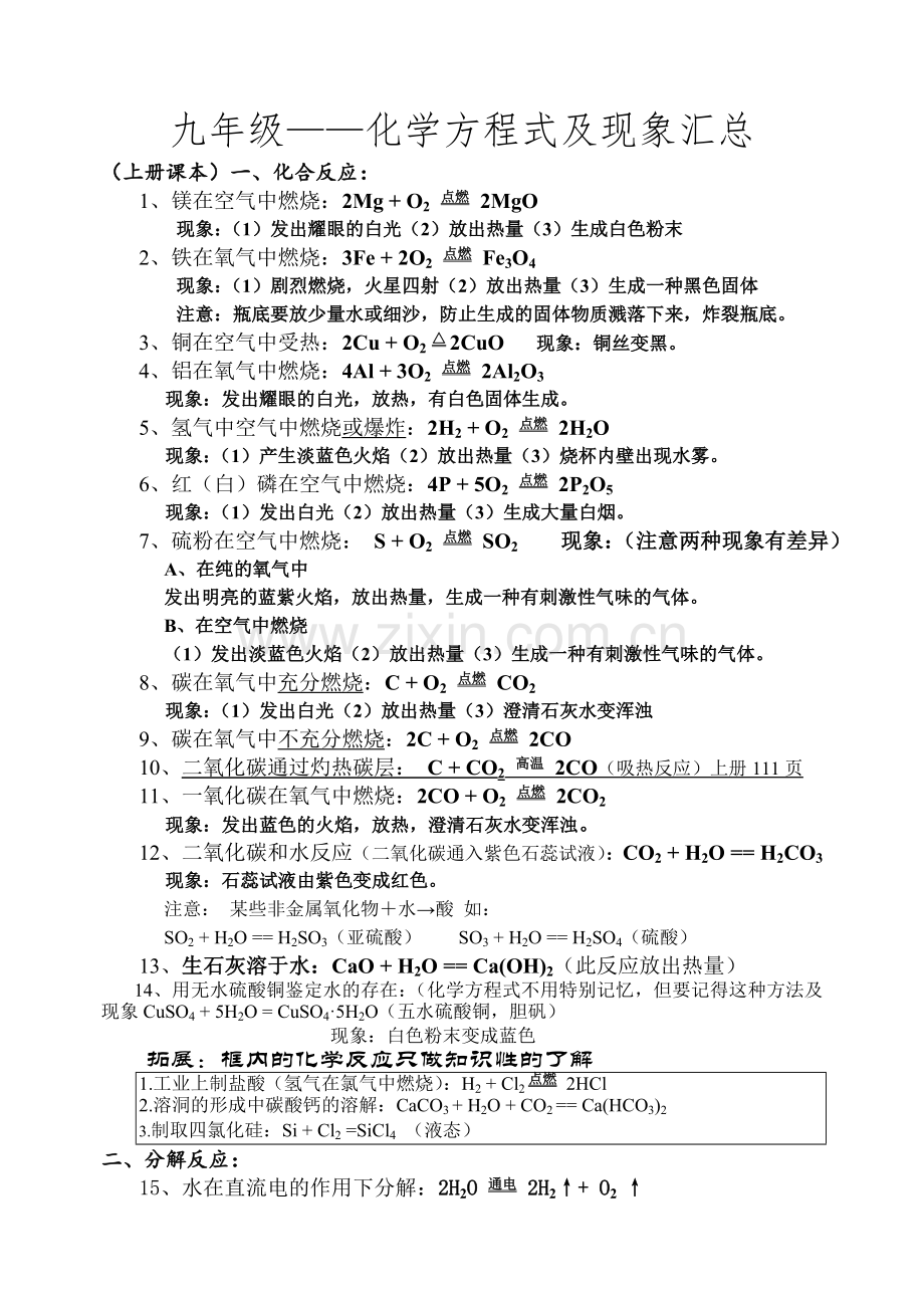 新人教版九年级化学方程式汇总(整理).doc_第1页