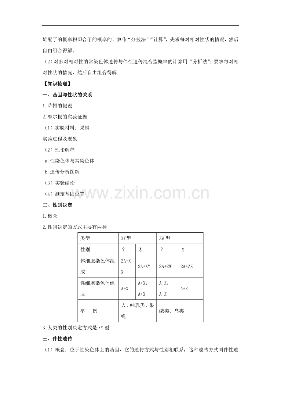 河北高中生物二轮专题复习基因在染色体上和伴性遗传必修2.doc_第2页