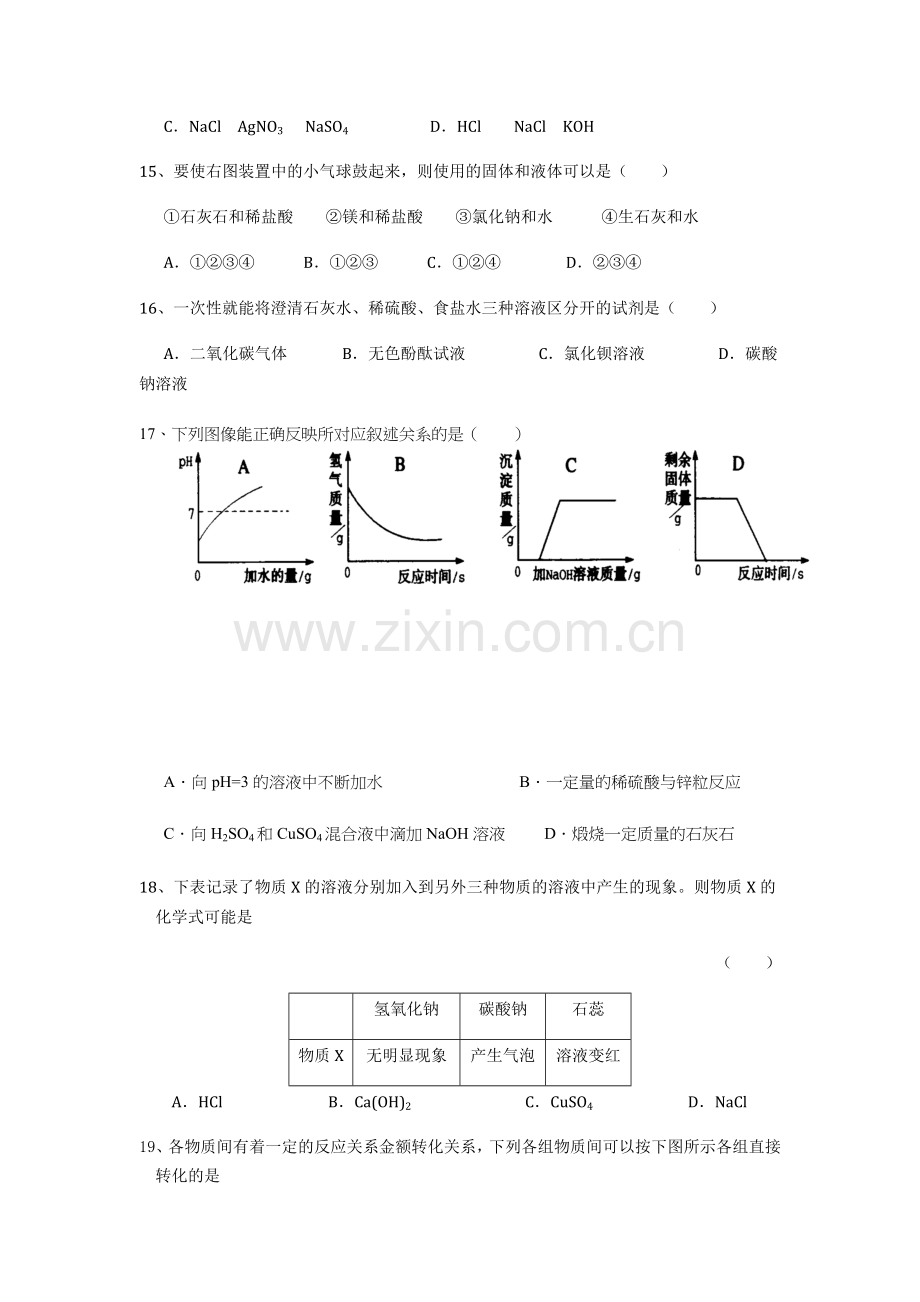 初中化学酸碱盐精选练习题一.doc_第3页