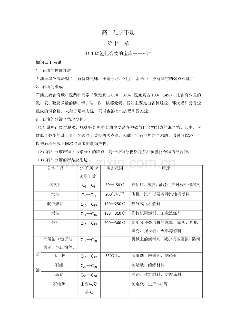 沪教版烷烃-烯烃-炔烃-苯-醇-醛-羧酸知识点总结.doc_第1页