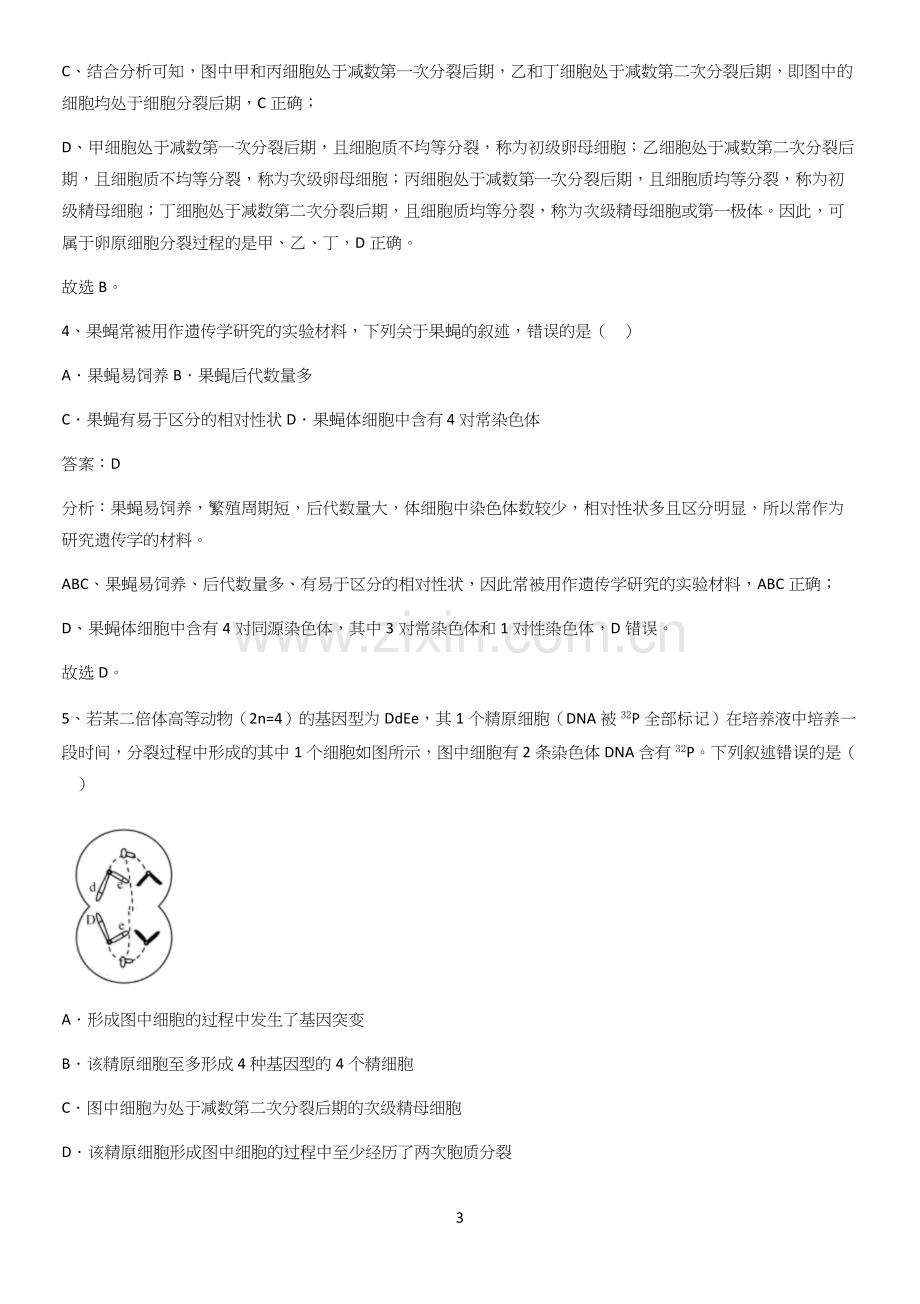 河南省高中生物必修二第二章基因和染色体的关系知识点题库.docx_第3页