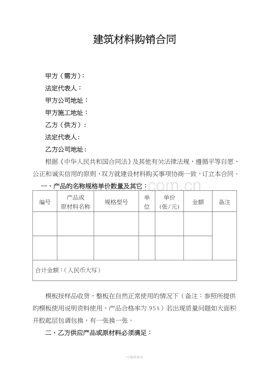 建筑材料购销合同(模板).doc_第1页