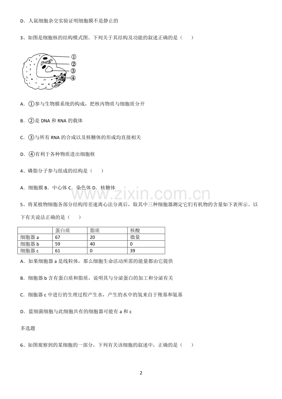 (文末附答案)2022届高中生物第三章细胞的基本构成考点突破.pdf_第2页