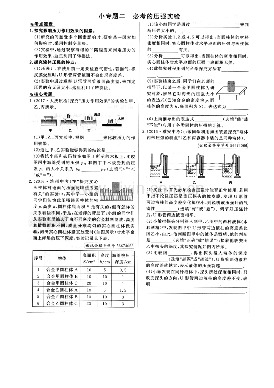 沪科版八年级物理第八章专题训练.doc_第1页